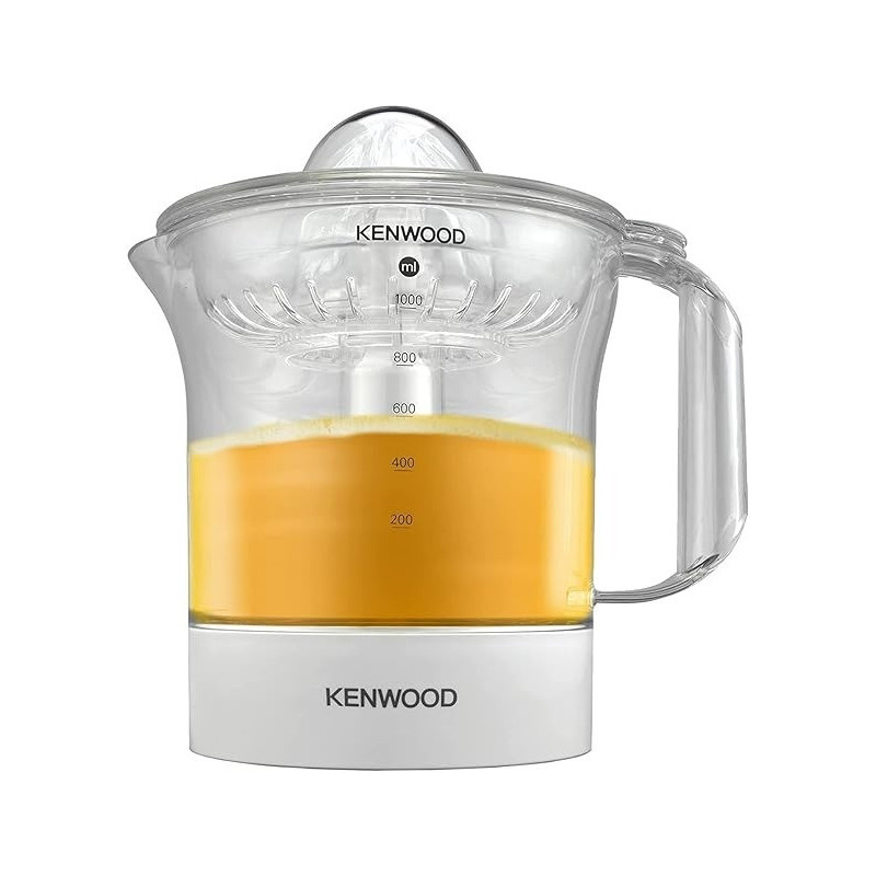 Kenwood Citrus Juicer 40W Juice Extractor With 1L Transparent Juice Jug, Dust Cover, 2 Way Rotation, Cord Storage, JE280A, White / Clear