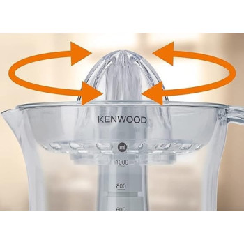 Kenwood Citrus Juicer 40W Juice Extractor With 1L Transparent Juice Jug, Dust Cover, 2 Way Rotation, Cord Storage, JE280A, White / Clear