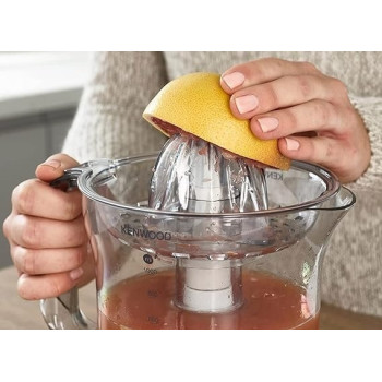 Kenwood Citrus Juicer 40W Juice Extractor With 1L Transparent Juice Jug, Dust Cover, 2 Way Rotation, Cord Storage, JE280A, White / Clear
