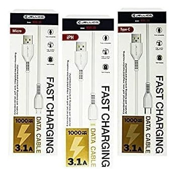 Jellico KDS-30M 1-Meter Micro Cable, Fast Charging 3.1A Usb Type A Male To Micro, White Colour