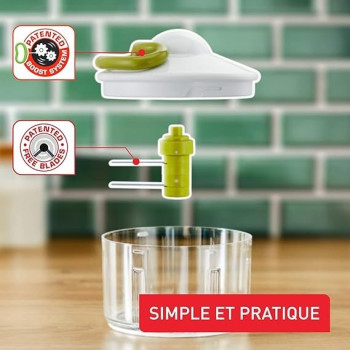 Tefal Non Electric 500Ml Manual Chopper, Transparent / White / Green, K1330404