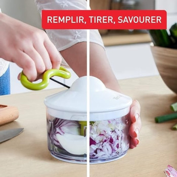 Tefal Non Electric 500Ml Manual Chopper, Transparent / White / Green, K1330404
