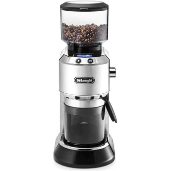 DeLonghi Dedica Pump Style Coffee Grinder With Large Bean Hoper, Burr Grinding System 14 Cups Capacity, KG521.M, Metalic