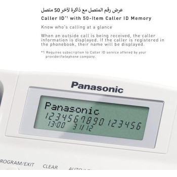 Panasonic Corded Phone With Caller ID And Hands-Free Speakerphone, KX-TS880FX1W, White Colour