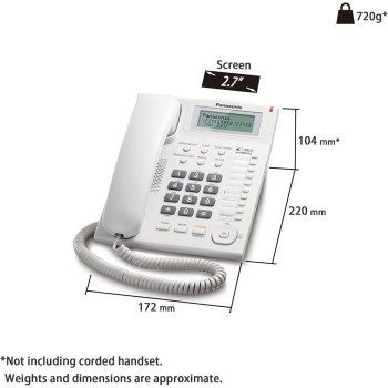 Panasonic Corded Phone With Caller ID And Hands-Free Speakerphone, KX-TS880FX1W, White Colour