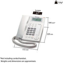 Panasonic Corded Phone With Caller ID And Hands-Free Speakerphone, KX-TS880FX1W, White Colour