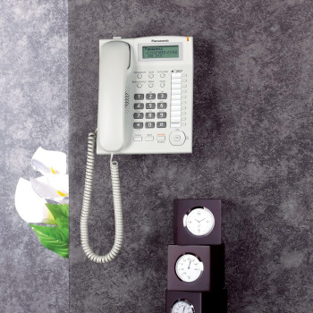 Panasonic Corded Phone With Caller ID And Hands-Free Speakerphone, KX-TS880FX1W, White Colour