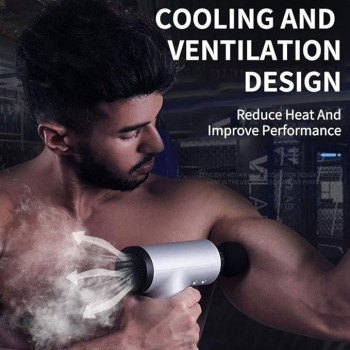 Massage Gun Electric Percussion Muscle Massager Relaxation 4 Head Vibration Fascial Gun Booster Massage Gun Noise Reduction, Colour Red