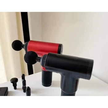 Huoqilin Fascial Gun Muscle Massager Handheld Deep Tissue Soothing Massager Electric Massager 4 Colors 4 Massage Heads, Colour Red