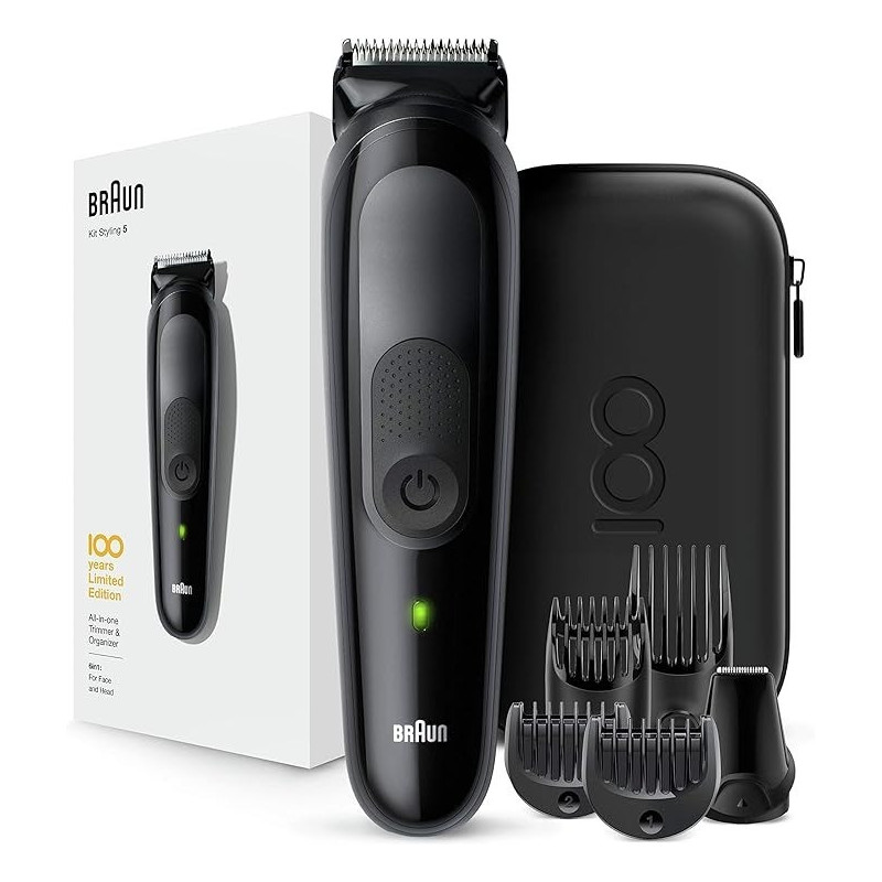Braun Multi Grooming Kit MBMGk5, 100 Years Design Edition, 6-In-1 Mens Trimmer Kit Including Short And Long Combs, Hair Clippers And Precision Trimmer