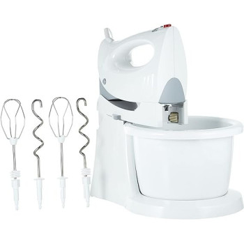 Bosch Hand Mixer With Bowl, Two Stainless Steel Turbo Whisks, 350 Watts, MFQ3555GB, White Colour