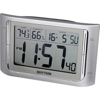 RHYTHM LCD Alarm Clock LCT061NR19, Silver