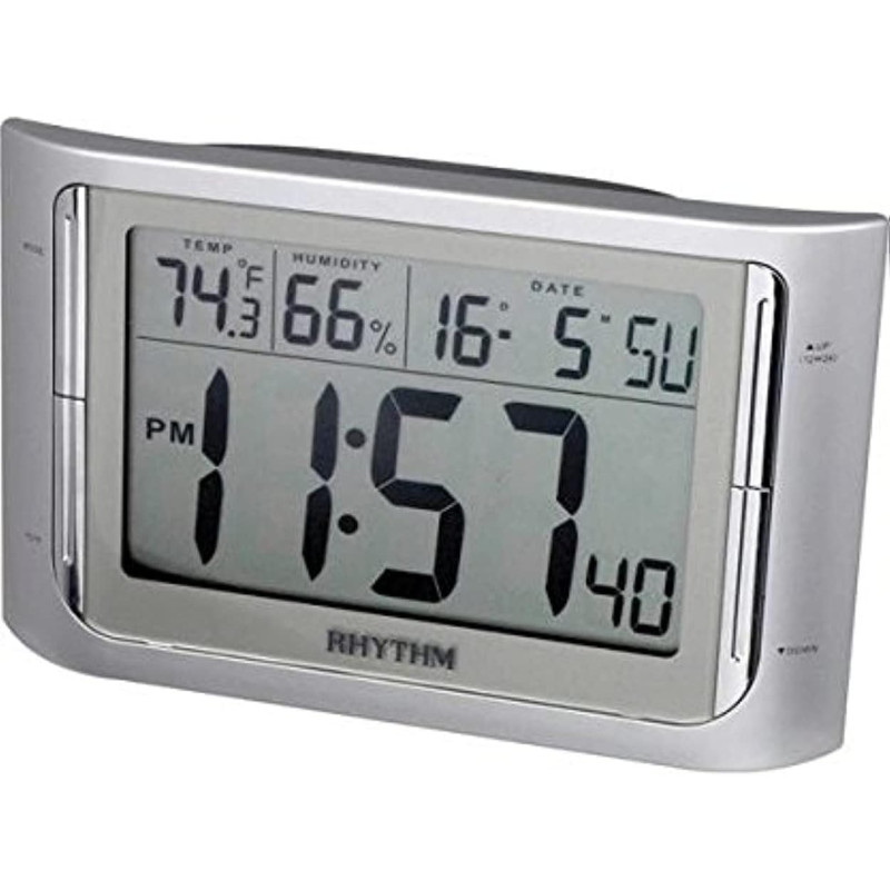 RHYTHM LCD Alarm Clock LCT061NR19, Silver