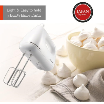 Panasonic 175W,Hand Mixer 5 Speed Selection, With Egg Beater And Dough Hook Model Mkgh3, White