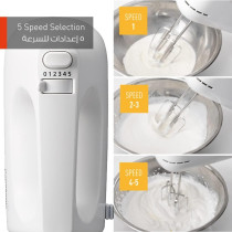 Panasonic 175W,Hand Mixer 5 Speed Selection, With Egg Beater And Dough Hook Model Mkgh3, White