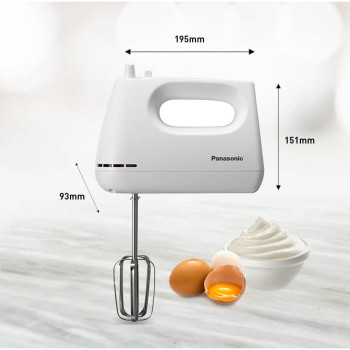 Panasonic 175W,Hand Mixer 5 Speed Selection, With Egg Beater And Dough Hook Model Mkgh3, White