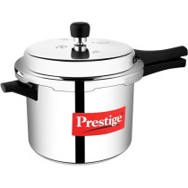 Prestige Popular Pressure Cooker Aluminium Cooker With Lid 5 LTR, Silver Colour