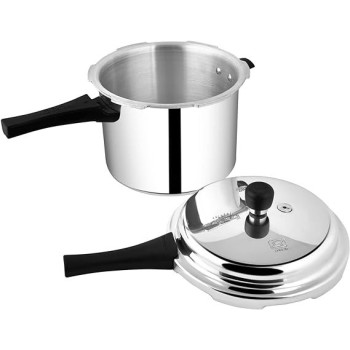 Prestige Popular Pressure Cooker Aluminium Cooker With Lid 5 LTR, Silver Colour