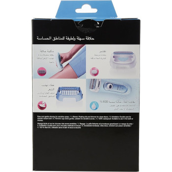 Braun Silk-Epil Lady Shaver 5-160, 3-In-1 Wet And Dry Electric Shaver, Trimmer And Exfoliation System With 2 Extras, Blue Colour