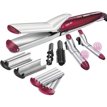 Babyliss Multi Styler 10-In-1 Hair Styler 6 Style Settings For Perfect Hair Style With Curling/ Straightening/ Crimping/ Waver/ Spiral Plates MS22SDE, Purple