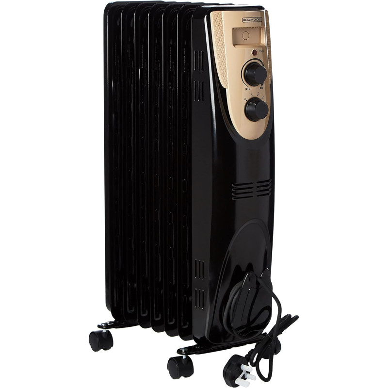 Black+Decker 1500W 7 Fin Oil Radiator Heater, Black Colour, OR070D-B5