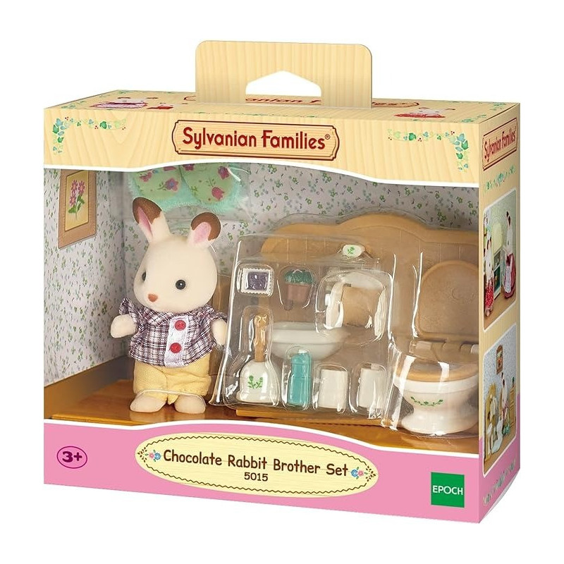 Sylvanian Families Chocolate Rabbit Brother Washroom Set, 5015