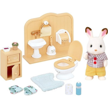 Sylvanian Families Chocolate Rabbit Brother Washroom Set, 5015
