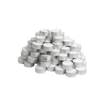 100 Piece Glimma Non-Scented Tea Light Set, Silver/White