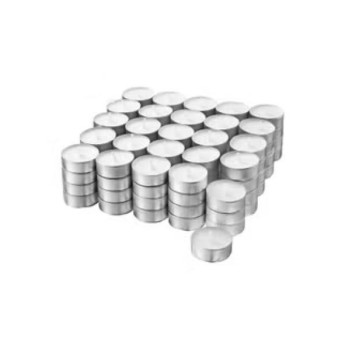 100 Piece Glimma Non-Scented Tea Light Set, Silver/White