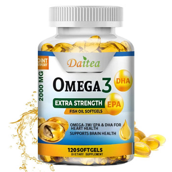 Omega 3 Fish Oil Dietary Supplement Softgel Capsules, Support Brain, Nervous System, Cardiovascular And Antioxidant - 120 Softgels