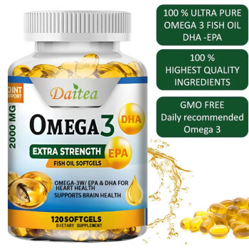 Omega 3 Fish Oil Dietary Supplement Softgel Capsules, Support Brain, Nervous System, Cardiovascular And Antioxidant - 120 Softgels