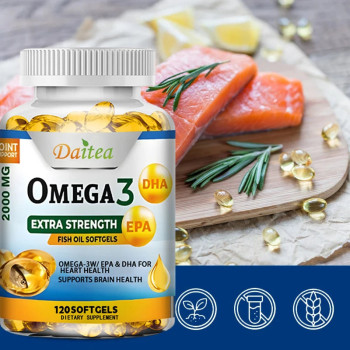 Omega 3 Fish Oil Dietary Supplement Softgel Capsules, Support Brain, Nervous System, Cardiovascular And Antioxidant - 120 Softgels