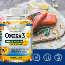 Omega 3 Fish Oil Dietary Supplement Softgel Capsules, Support Brain, Nervous System, Cardiovascular And Antioxidant - 120 Softgels
