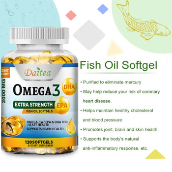 Omega 3 Fish Oil Dietary Supplement Softgel Capsules, Support Brain, Nervous System, Cardiovascular And Antioxidant - 120 Softgels