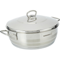 Korkmaz Astra Stainless Steel Low Casserole, Silver, 24X8 CM