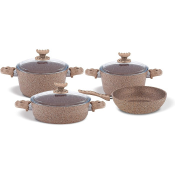 Homemaker Granitec 7 Pieces Cookware Set, Milk Brown