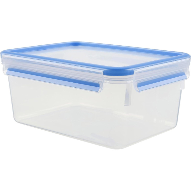 Tefal 2.3 Litre, Rectangle Master Seal Fresh Rectangle Food Storage, Clear/Blue, 2.3 Litre