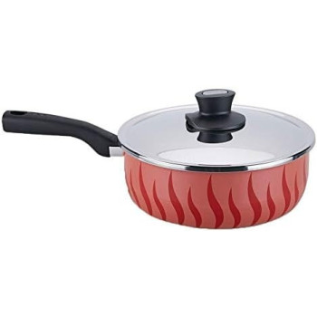 Tefal Aluminum Tempo Saucepan With Lid 24 CM, Red