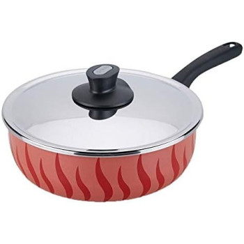 Tefal Aluminum Tempo Saucepan With Lid 24 CM, Red