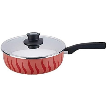 Tefal Aluminum Tempo Saucepan With Lid 24 CM, Red