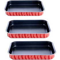 Tefal Les Specialistes 3 Pcs Oven Dish Set, Recttangular, Red, Aluminium