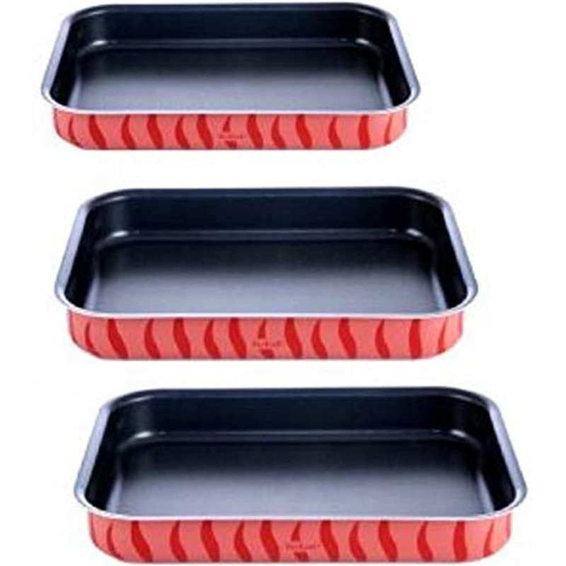 Tefal Les Specialistes 3 Pcs Oven Dish Set, Recttangular, Red, Aluminium
