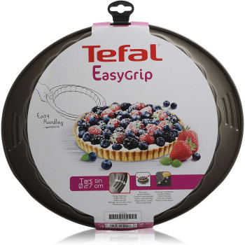 Tefal Easy Grip Tart Tin, 27 CM, Black