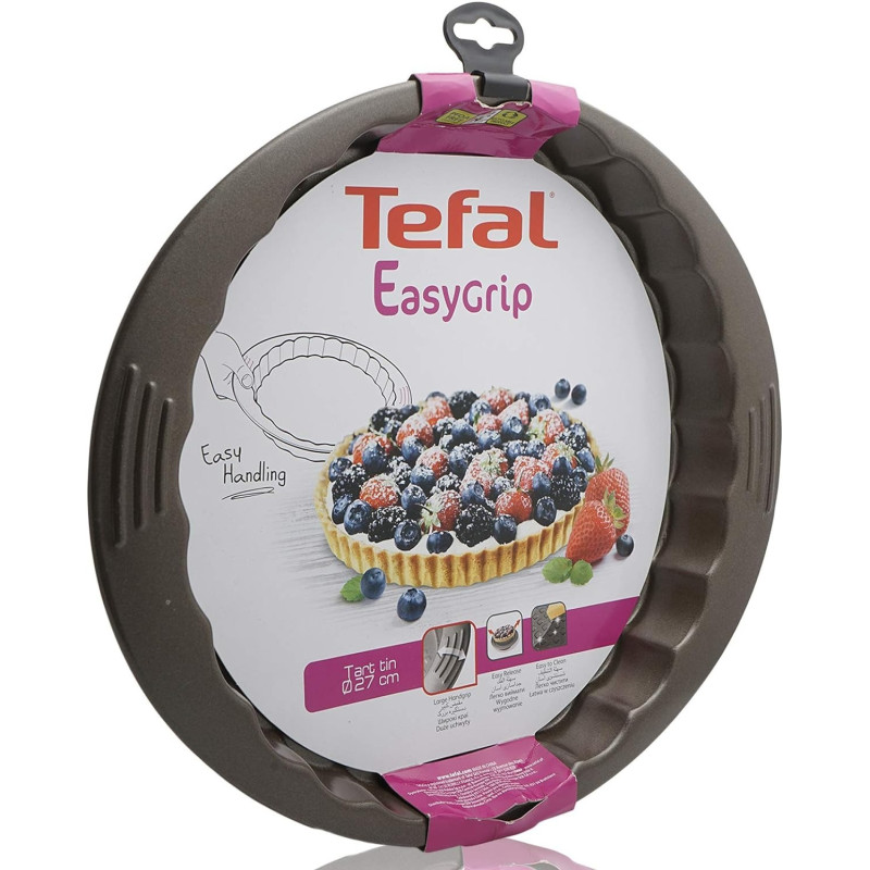 Tefal Easy Grip Tart Tin, 27 CM, Black