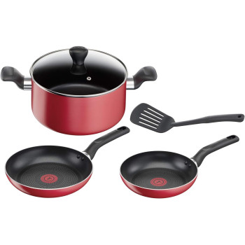 Tefal Super Cook 5 Pcs Cooking Set, Red, Aluminium, B243S585