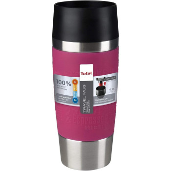 Tefal 0.36 Litre Travel Mug, Pink, Steel/Plastic, K3087114
