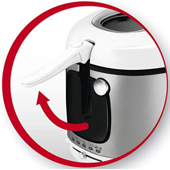 Moulinex Deep Fryer Mega, Large Capacity Opening System Adjustable Thermostat Viewing Window, Grey