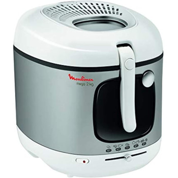 Moulinex Deep Fryer Mega, Large Capacity Opening System Adjustable Thermostat Viewing Window, Grey