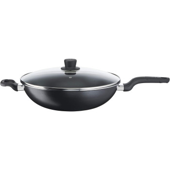 Tefal Non Stick Frypan Wok With Lid Cook Easy Xl 36 CM, Aluminium, Black