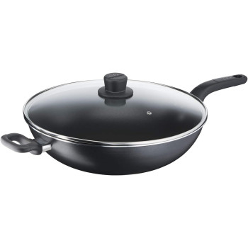 Tefal Non Stick Frypan Wok With Lid Cook Easy Xl 36 CM, Aluminium, Black